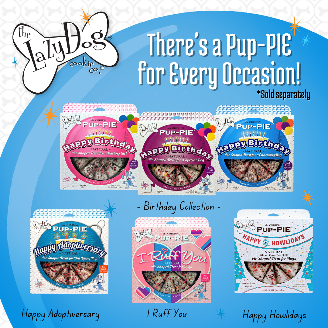 The Original Pup-PIE® Happy Birthday for a Charming Boy - Pie Shaped Treat for Dogs!
