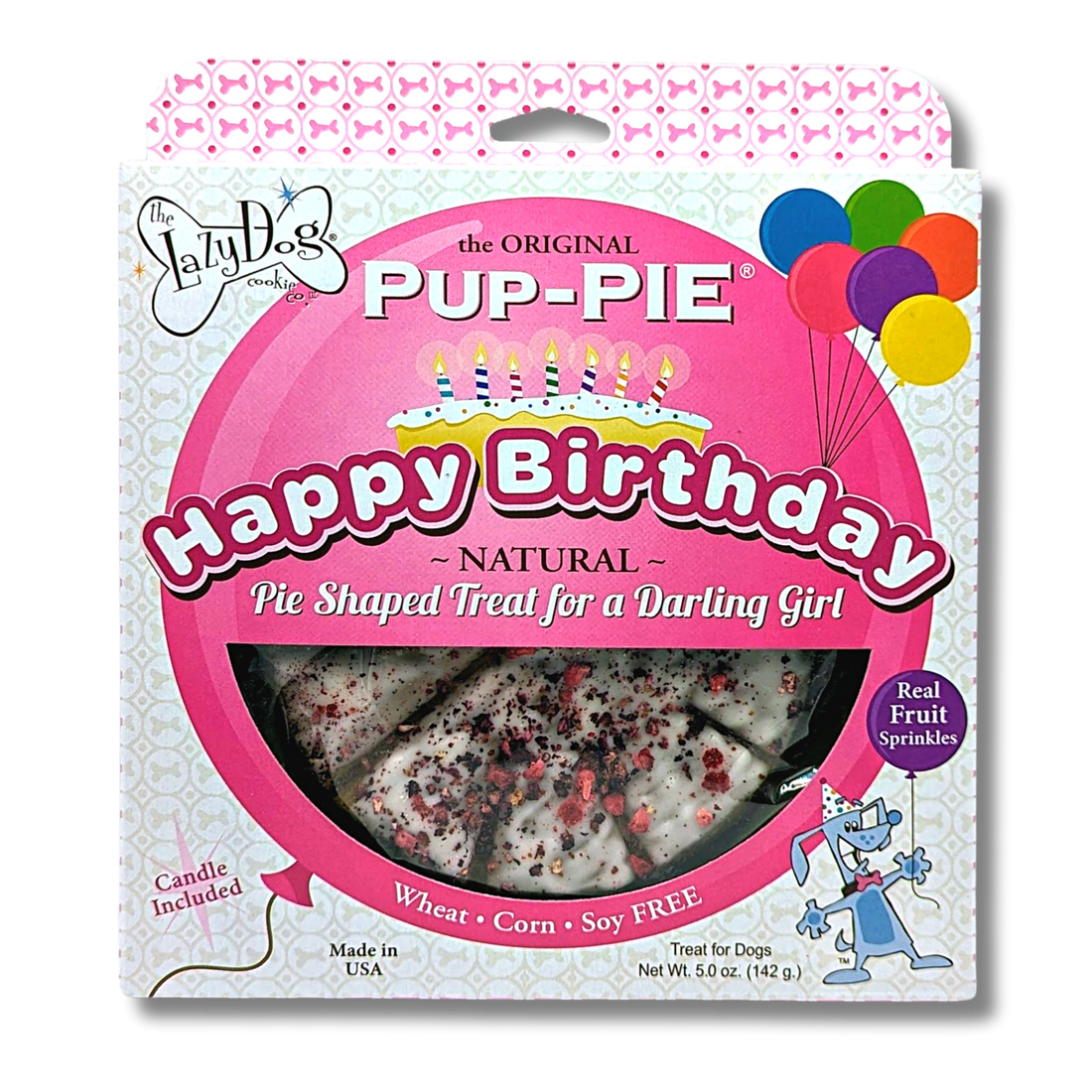 The Original Pup-PIE® Happy Birthday for a Darling Girl - Pie Shaped Treat for Dogs!