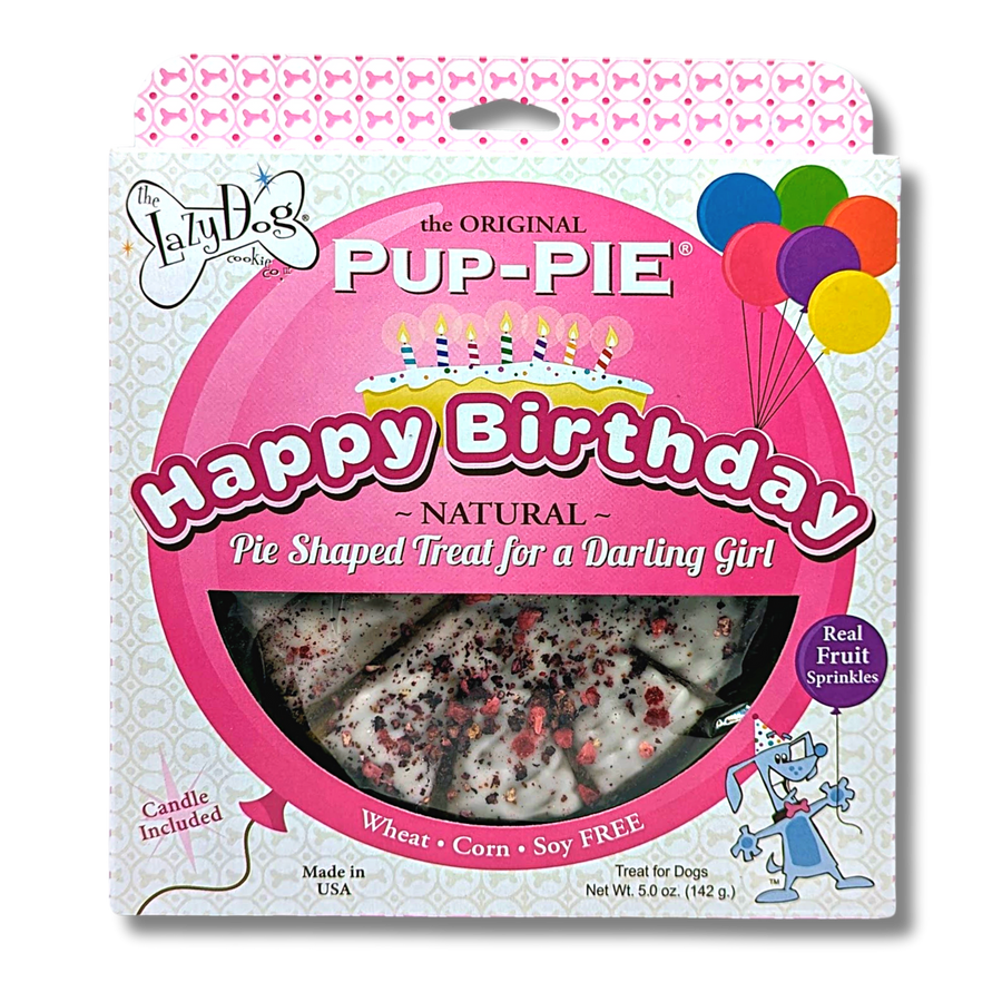 The Original Pup-PIE® Happy Birthday for a Darling Girl - Pie Shaped Treat for Dogs!