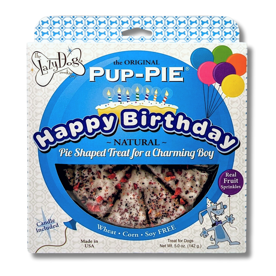 The Original Pup-PIE® Happy Birthday for a Charming Boy - Pie Shaped Treat for Dogs!