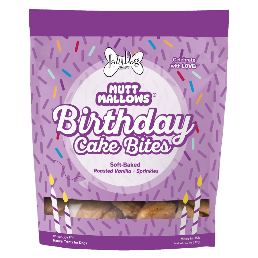 ドッグフード mom Mutt Mallows® Birthday Cake Bites – The Lazy Dog Cookie Co