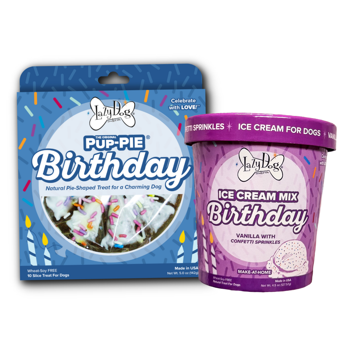 The ORIGINAL Pup-PIE® Happy Birthday for a Charming Dog - Pie Shaped Treat for Dogs!