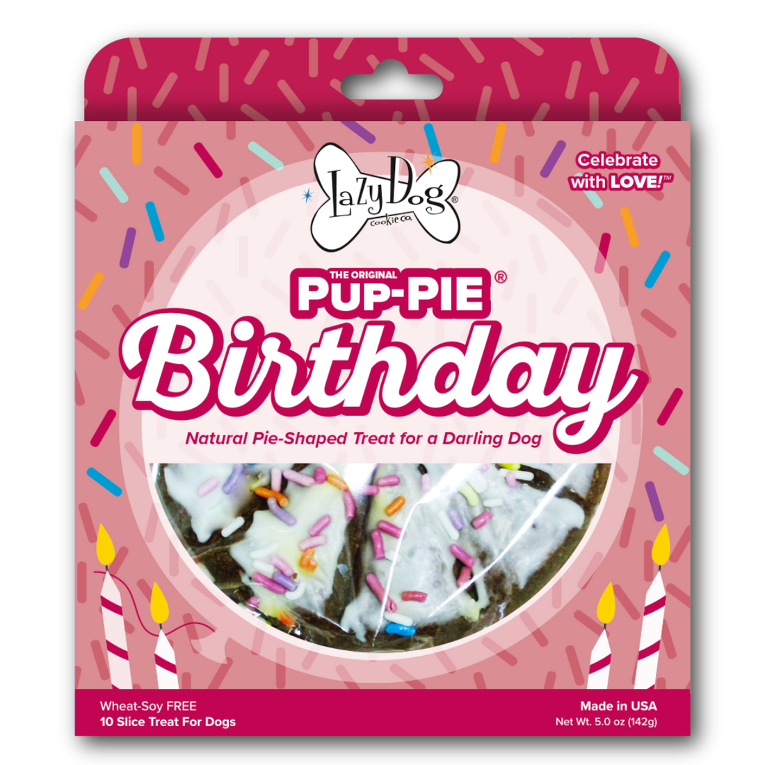 The Original Pup-PIE® Happy Birthday for a Darling Dog - Pie Shaped Treat for Dogs!