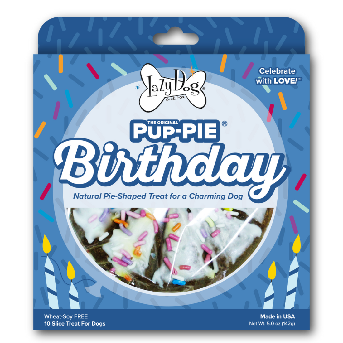 The Original Pup-PIE® Happy Birthday for a Charming Dog - Pie Shaped Treat for Dogs!